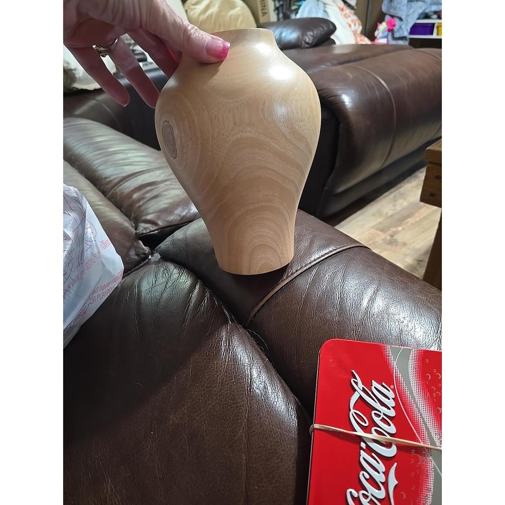 Be Home Luther Mango Wood Curved Vase Handmade Thailand Magnolia Natural Wood - Picture 2 of 4